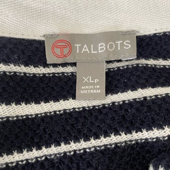 Talbots‎ Women Top L Navy Striped Keyhole Tie Coastal Nautical Travel Beachy - Picture 2 of 12
